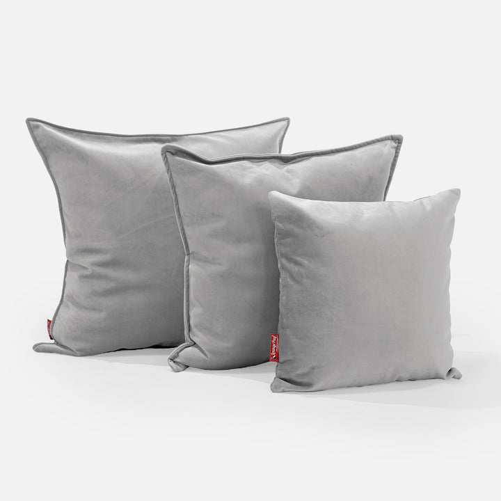 Ekstra Stor Putetrekk 70 x 70cm - Fløyel Sølv 02
