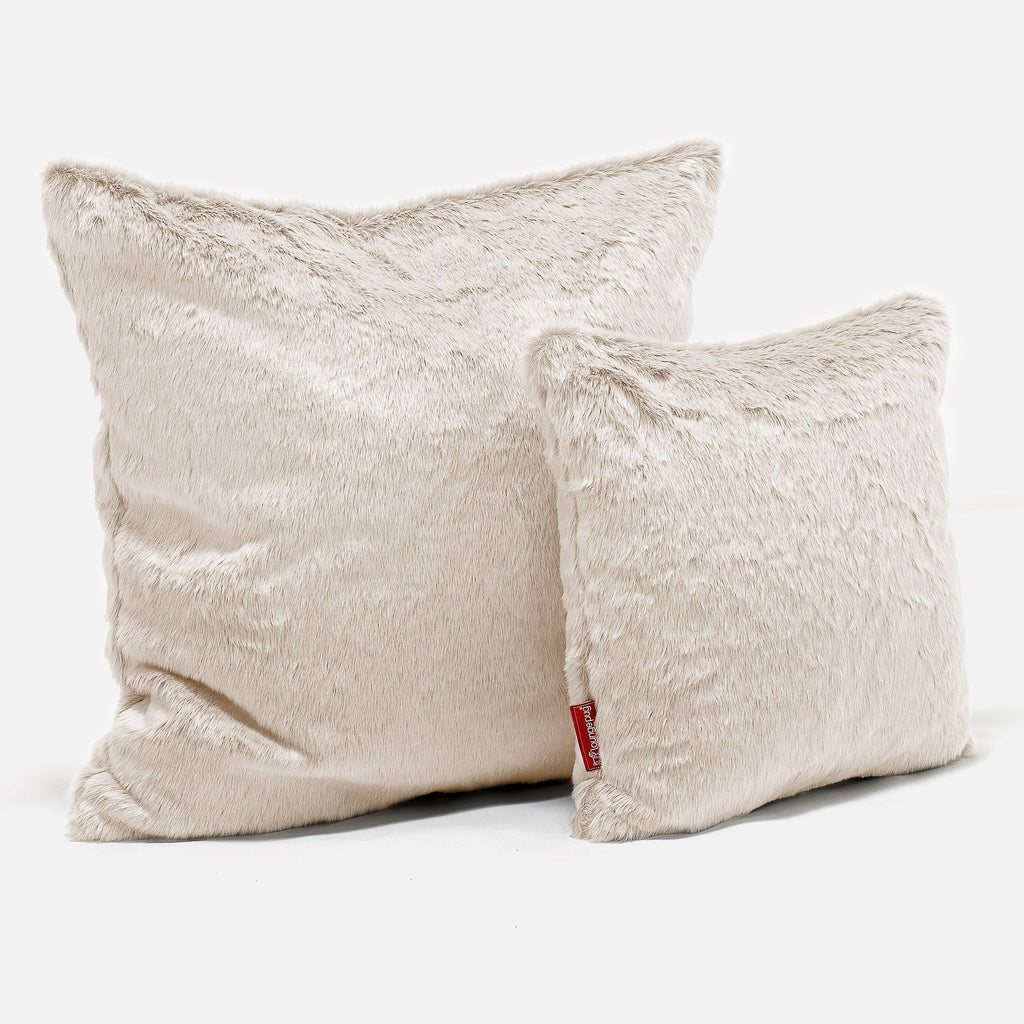 Ekstra Stor Putetrekk 70 x 70cm - Kanin-fuskepels Hvit 02