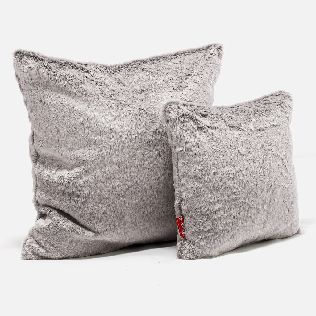 Ekstra Stor Putetrekk 70 x 70cm - Kanin-fuskepels Lysegrå 02