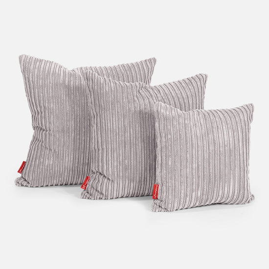 Ekstra Stor Putetrekk 70 x 70cm - Kordfløyel Aluminium Sølv 02