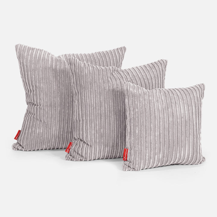Ekstra Stor Putetrekk 70 x 70cm - Kordfløyel Aluminium Sølv 02