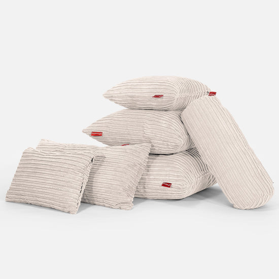 Ekstra Stor Putetrekk 70 x 70cm - Kordfløyel Elfenben 04