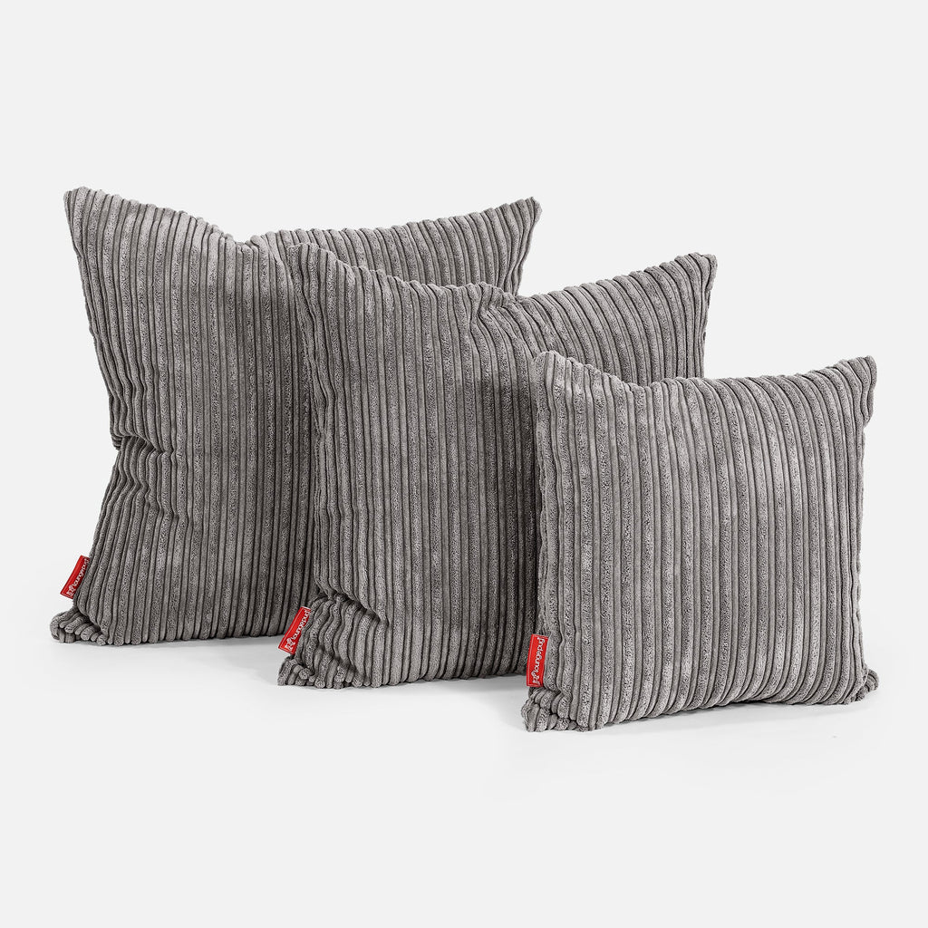 Ekstra Stor Putetrekk 70 x 70cm - Klassisk Cord Grafitt 02
