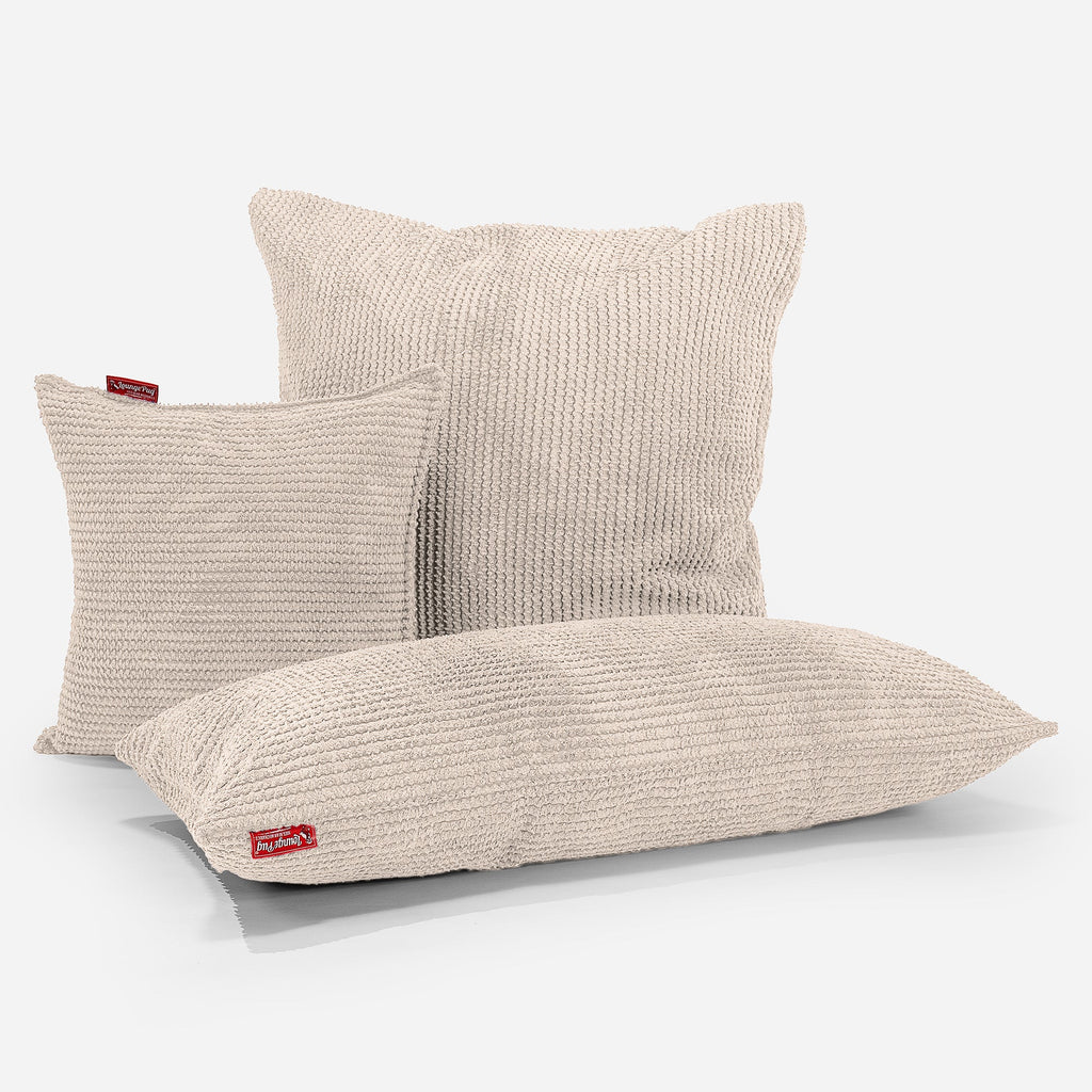 Ekstra Stor Putetrekk 70 x 70cm - Pom-pom Elfenben 04