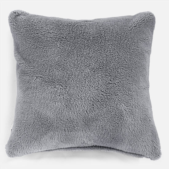 Ekstra Stor Putetrekk 70 x 70cm - Teddy-fuskepels Mørkegrå 01