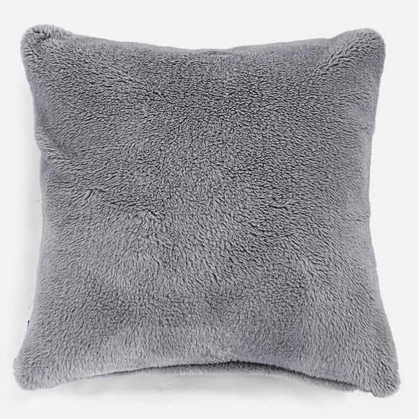 Ekstra Stor Putetrekk 70 x 70cm - Teddy-fuskepels Mørkegrå 01