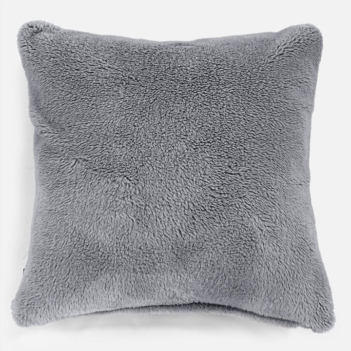 Ekstra Stor Putetrekk 70 x 70cm - Teddy-fuskepels Mørkegrå 01