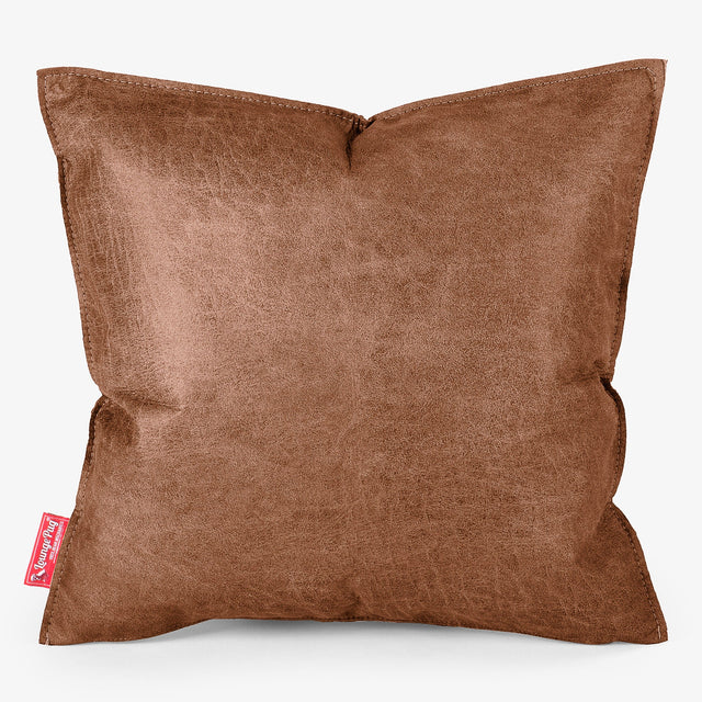 Ekstra Stor Putetrekk 70 x 70cm - Vintage Skinn Britisk Brun 01