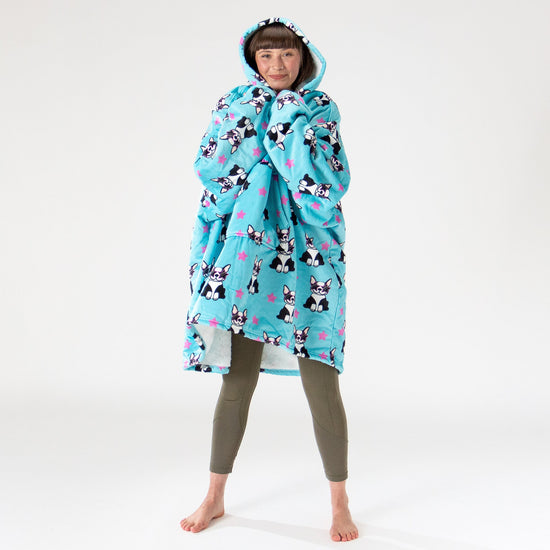 Ekstra Stort Hettegenserpledd for Voksne - Minky Mops 02