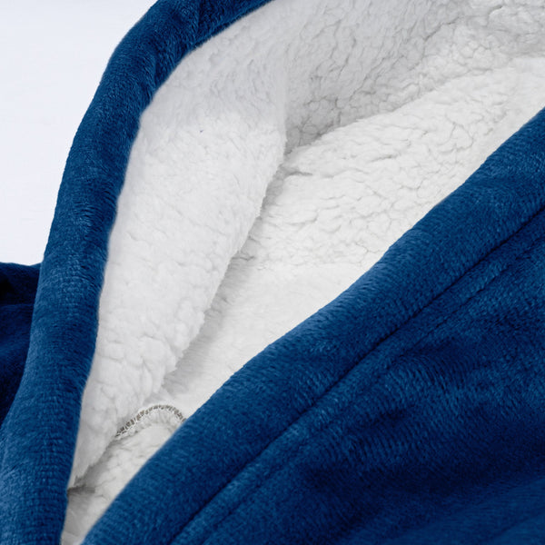 Ekstra Stort Hettegenserpledd for Voksne - Minky Mørkeblå Fabric Close-up Image