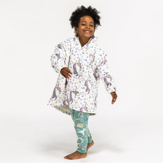 Ekstra Stort Hettegenserpledd for Barn - Minky Enhjørning 02