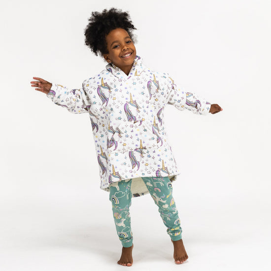 Ekstra Stort Hettegenserpledd for Barn - Minky Enhjørning 03