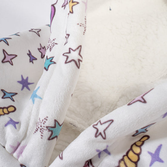 Ekstra Stort Hettegenserpledd for Barn - Minky Enhjørning 05