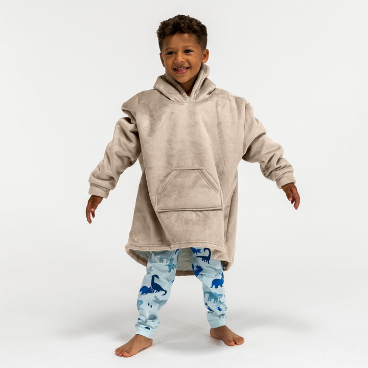 Ekstra Stort Hettegenserpledd for Barn - Minky Krem / Mink 03