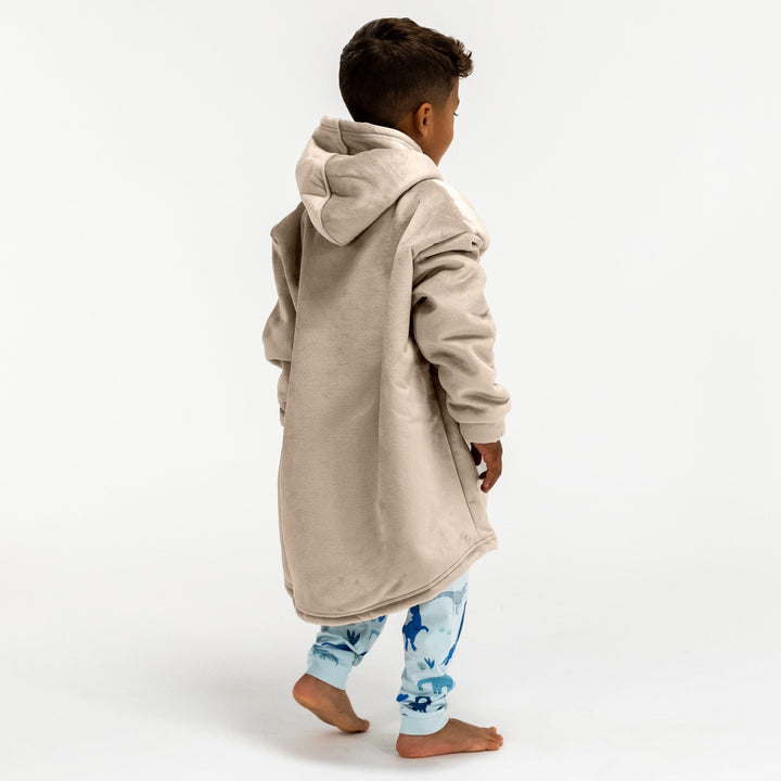 Ekstra Stort Hettegenserpledd for Barn - Minky Krem / Mink 04