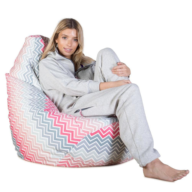 Hvilestol Saccosekk - Geo Trykk Chevron Rosa 01