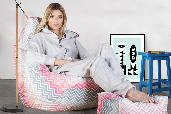 Hvilestol Saccosekk - Geo Trykk Chevron Rosa 02