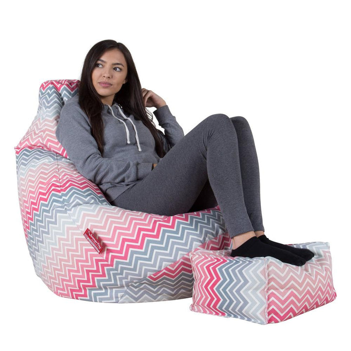 Hvilestol Saccosekk - Geo Trykk Chevron Rosa 03