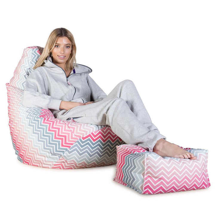Hvilestol Saccosekk - Geo Trykk Chevron Rosa 04