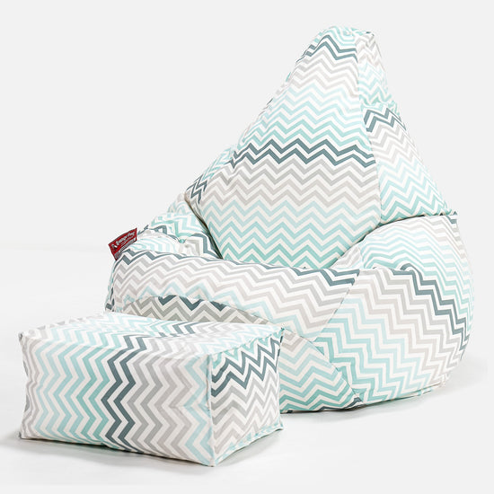 Hvilestol Saccosekk - Geo Trykk Chevron Turkis 01