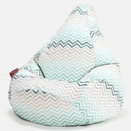 Hvilestol Saccosekk - Geo Trykk Chevron Turkis 02