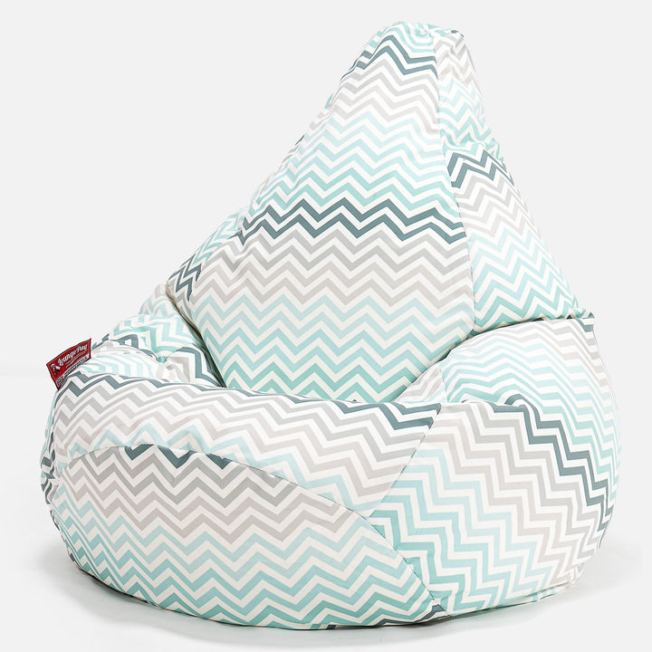 Hvilestol Saccosekk - Geo Trykk Chevron Turkis 02