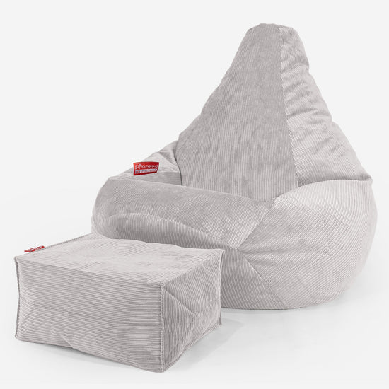 Hvilestol Saccosekk - Smalstripet Cord Stein 01