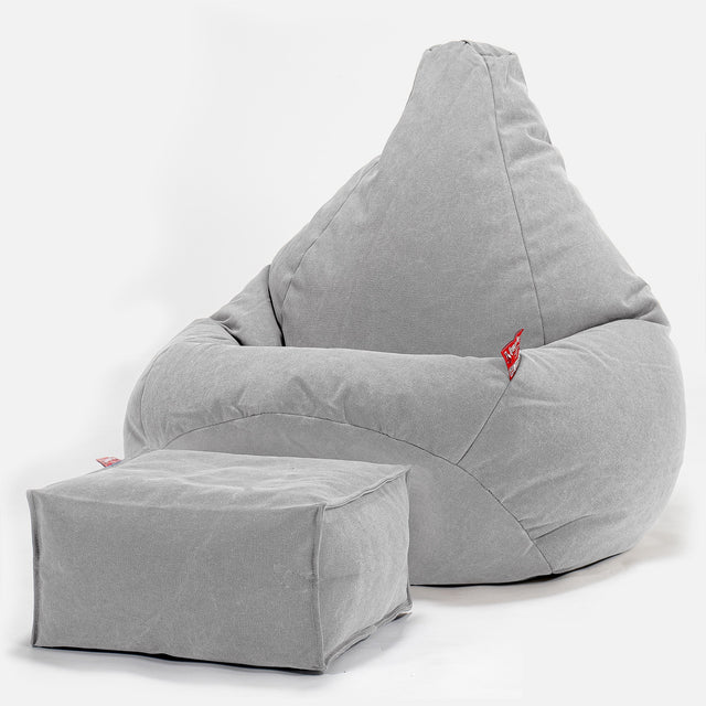 Hvilestol Saccosekk - Steinvasket Denim Tinn 01