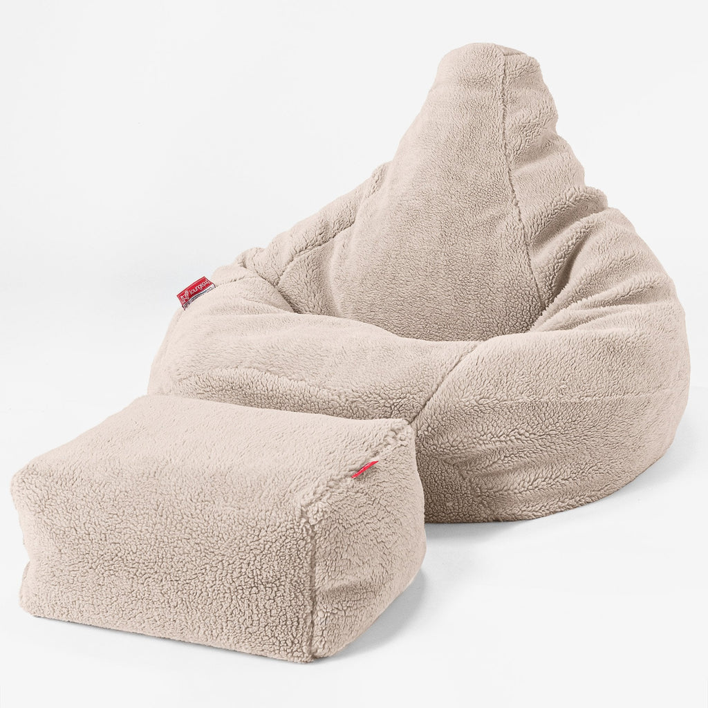 Hvilestol Saccosekk - Teddy-fuskepels Mink 01