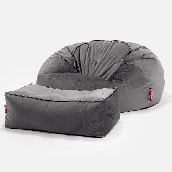 Klassisk Saccosekk Sofa - Fløyel Grafitt 02