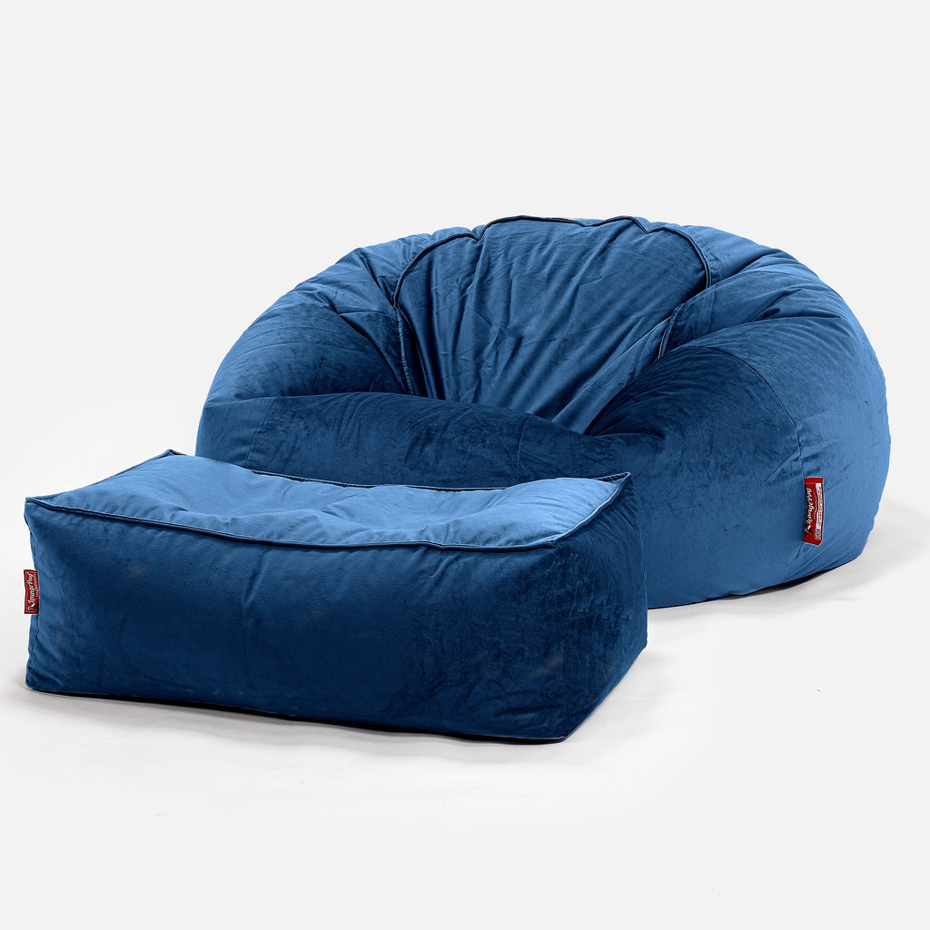 Klassisk Saccosekk Sofa - Fløyel Marineblå 02