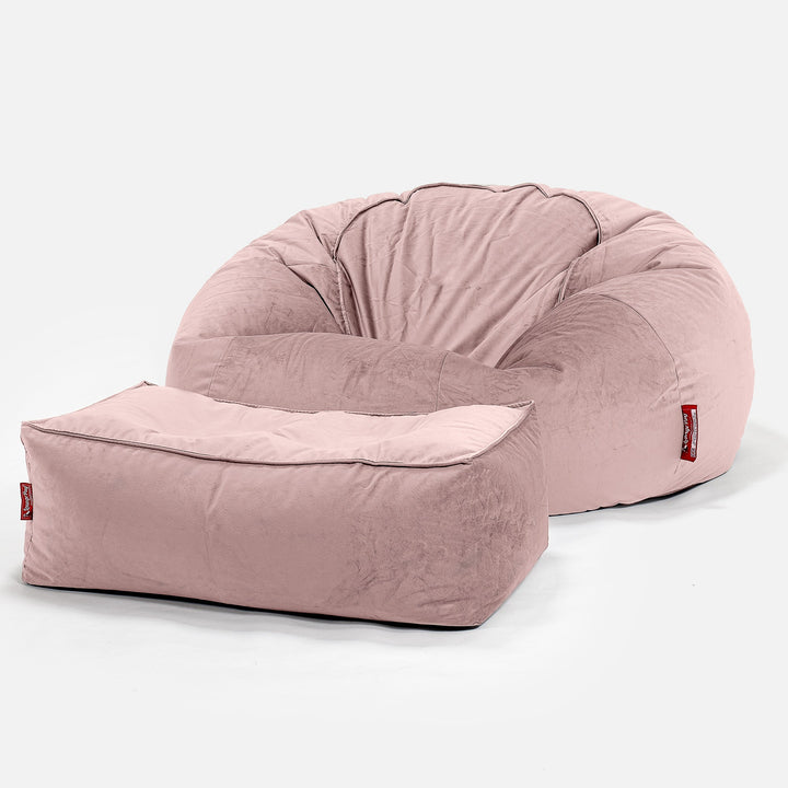 Klassisk Saccosekk Sofa - Fløyel Rosa 02