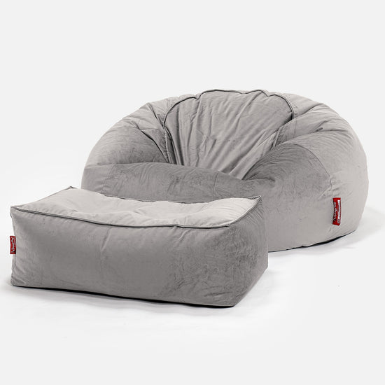 Klassisk Saccosekk Sofa - Fløyel Sølv 02