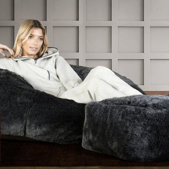 Klassisk Saccosekk Sofa - Fuskepels Svart 02