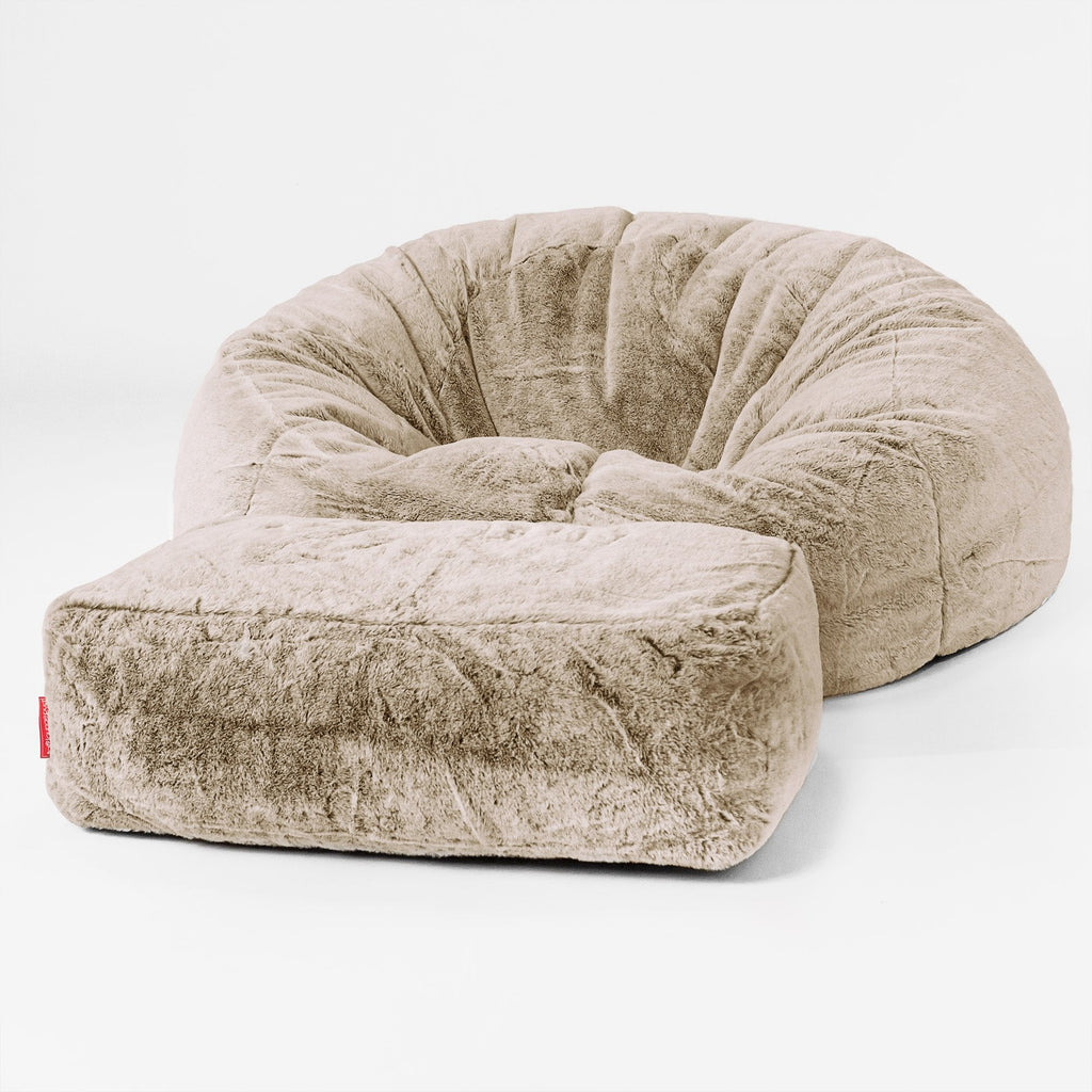 Klassisk Saccosekk Sofa - Kanin-fuskepels Gyllenbrun 02