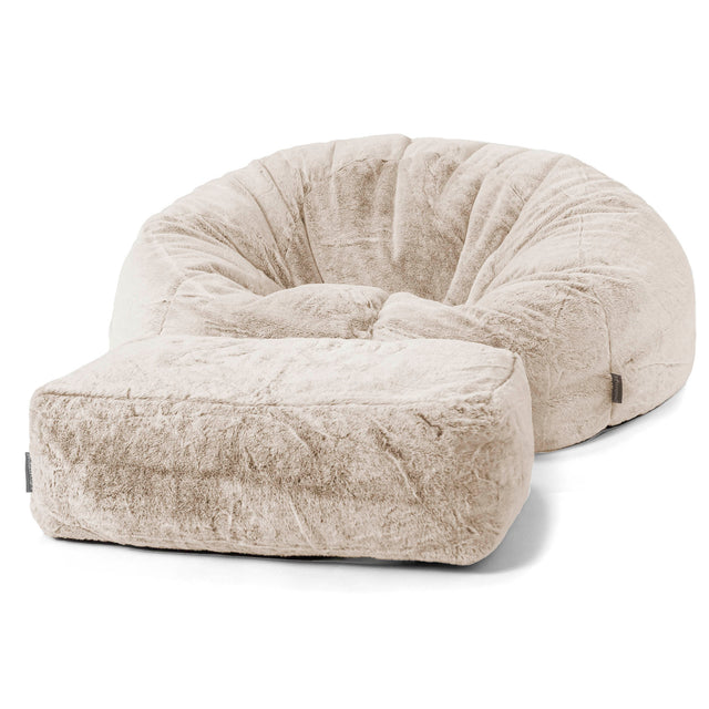 Klassisk Saccosekk Sofa - Kanin-fuskepels Gyllenbrun 02