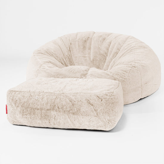 Klassisk Saccosekk Sofa - Kanin-fuskepels Hvit 02