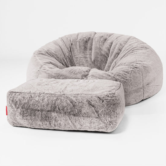 Klassisk Saccosekk Sofa - Kanin-fuskepels Lysegrå 02