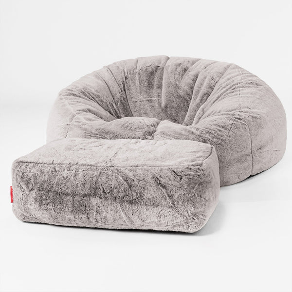 Klassisk Saccosekk Sofa - Kanin-fuskepels Lysegrå 01