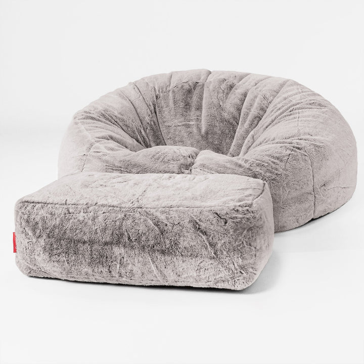 Klassisk Saccosekk Sofa - Kanin-fuskepels Lysegrå 02
