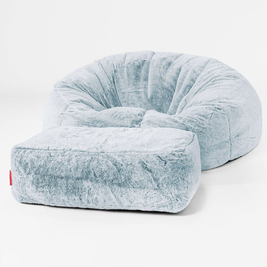 Klassisk Saccosekk Sofa - Kanin-fuskepels Støvete Blå 02