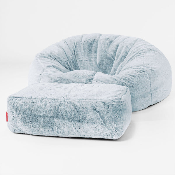 Klassisk Saccosekk Sofa - Kanin-fuskepels Støvete Blå 01