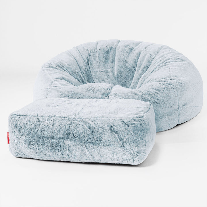 Klassisk Saccosekk Sofa - Kanin-fuskepels Støvete Blå 02