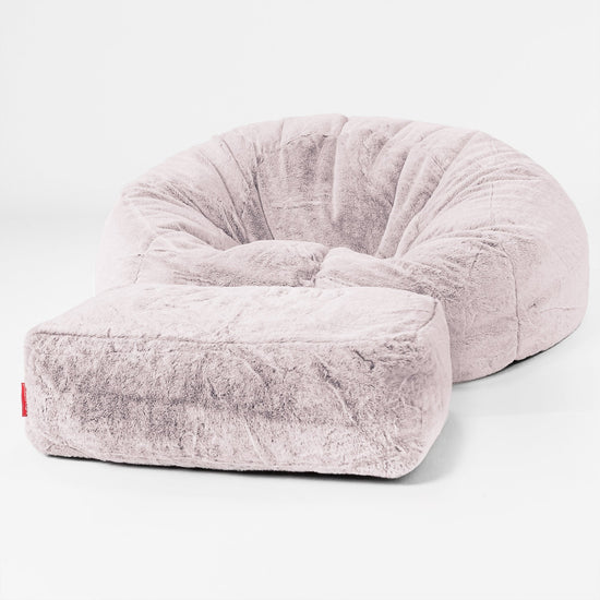 Klassisk Saccosekk Sofa - Kanin-fuskepels Støvete Rosa 02