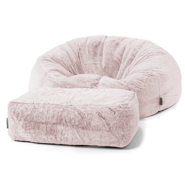 Klassisk Saccosekk Sofa - Kanin-fuskepels Støvete Rosa 02