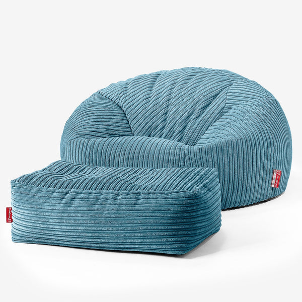 Klassisk Sakkosekk Sofa - Kordfløyel Turkis 01