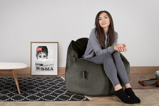 Kosestol Saccosekk - Fløyel Grafitt 02
