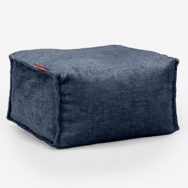 Liten Fotskammel - Chenille Marineblå 01