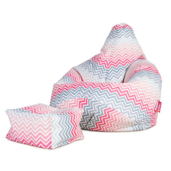 Liten Fotskammel - Geo Trykk Chevron Rosa 04