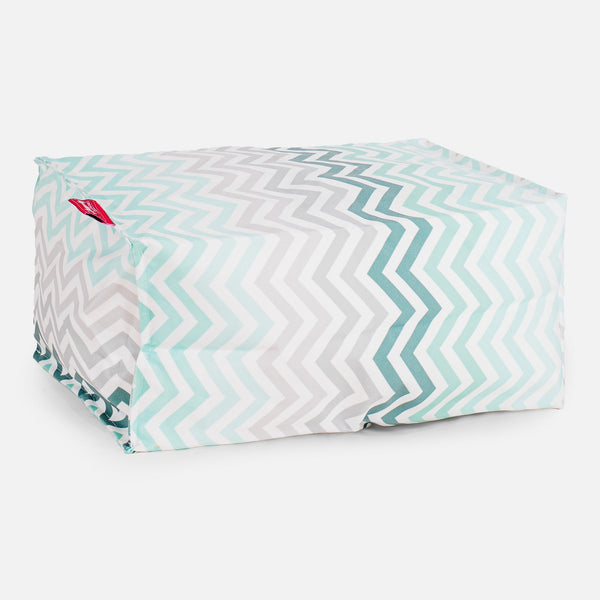 Liten Fotskammel - Geo Trykk Chevron Turkis Fabric Close-up Image